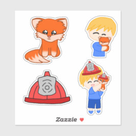 Pegatina Hoja de Stickers - Zorro Bombero