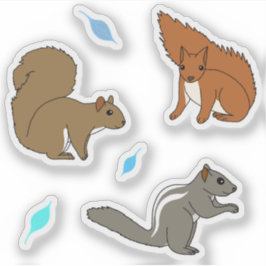 Pegatina Hojas azules de ardillas