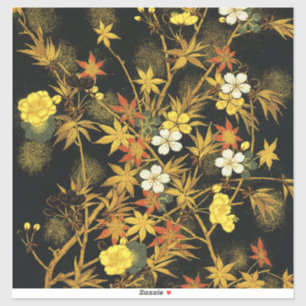Pegatina Hojas japonesas de otoño Antiguo Botánico