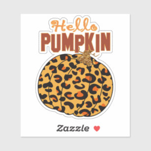 Pegatina Hola Calabaza - Impresión de leopardo otoñal