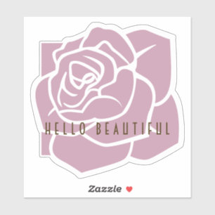 Pegatina Hola Hermoso - Rosa Rosa Floral Simple Moderna 