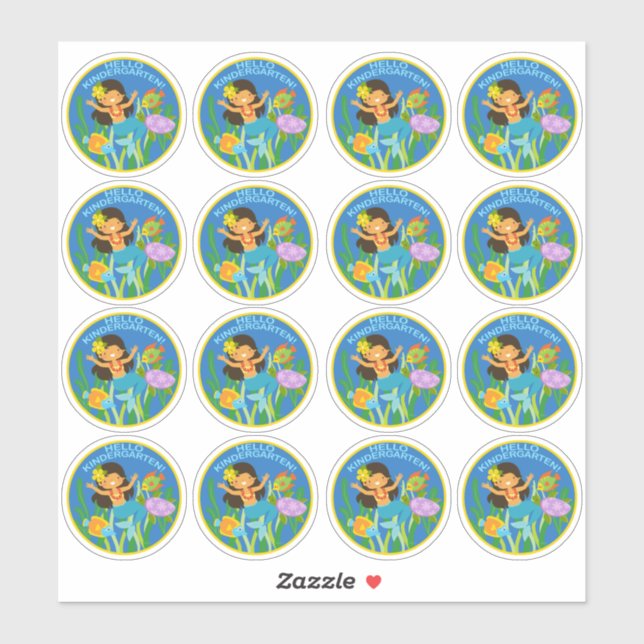 Pegatina ¡Hola Kindergarten! Sirena Cuta (Hoja)