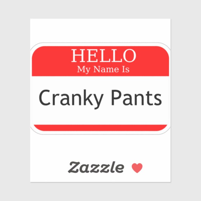 Pegatina Hola Mi Nombre Es Cranky Pants (Hoja)