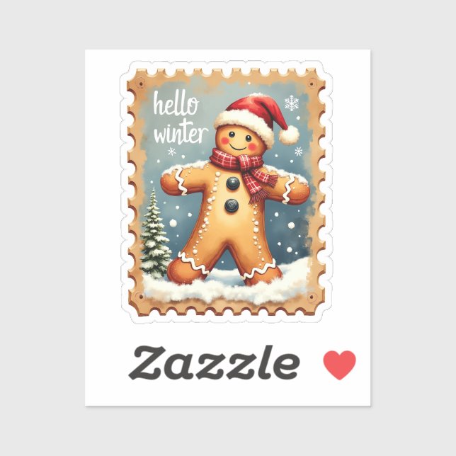 Pegatina Hola Winter Gingerbread Stamp (Hoja)