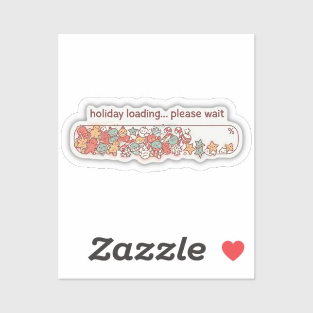 Pegatina Holiday Loading Progress Bar Cute Christmas Vinyl (Hoja)