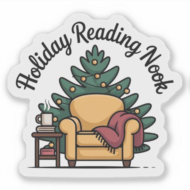 Pegatina Holiday Reading Nook Cozy Christmas (Anverso)