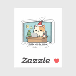 Pegatina Holiday Spirit, Low Battery Cat Sticker 