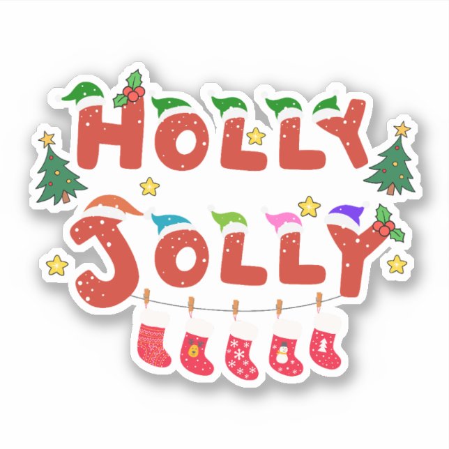 Pegatina Holly Jolly (Anverso)