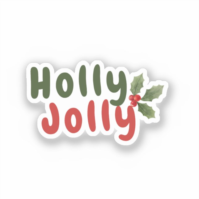Pegatina Holly Jolly - Fiesta festiva con icono holly (Anverso)