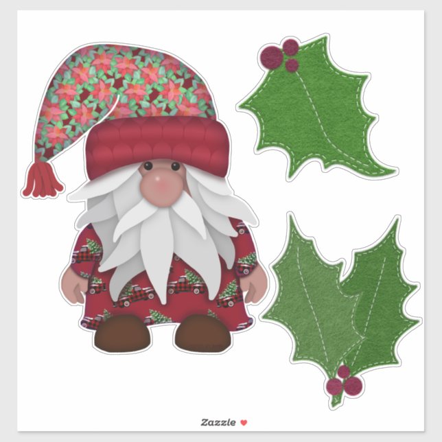 Pegatina Holly Jolly Gnomie | NAVIDADES (Hoja)