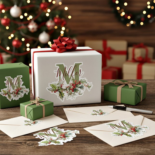 Pegatina Holly y bayas personalizadas (Subido por el creador)