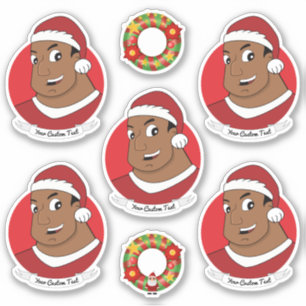 Pegatina Hombre afroamericano con personalizado Santa hat