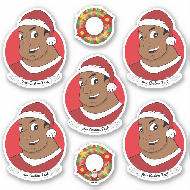 Pegatina Hombre afroamericano con personalizado Santa hat (Anverso)