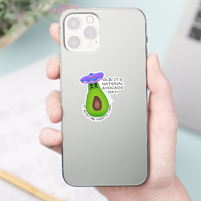 Pegatina Hombre Aguacate Con Sombrero (Teléfono)