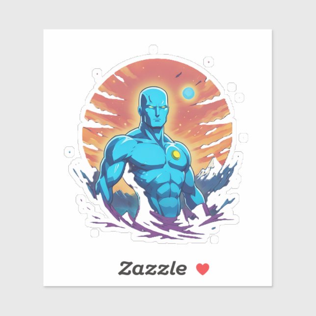 Pegatina hombre azul del Norte9 (Hoja)