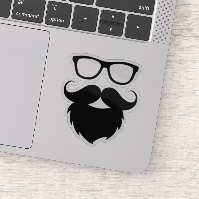 Pegatina Hombre con barba divertida totalmente crecida (Detalle)