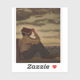 Pegatina Hombre con libro al atardecer