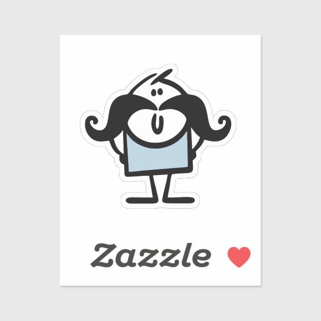 Pegatina Hombre de bastón gracioso con bigotes (Hoja)