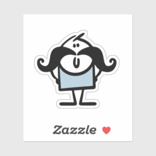 Pegatina Hombre de bastón gracioso con bigotes