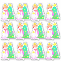 Hombre De Nieve Con Rosa Y Verde