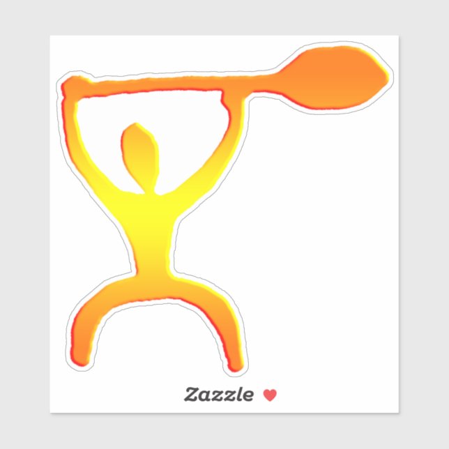 Pegatina Hombre de pádel hawaiano petroglifo (Hoja)