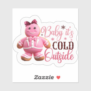 Pegatina Hombre de pan de jengibre rosado festivo se propag