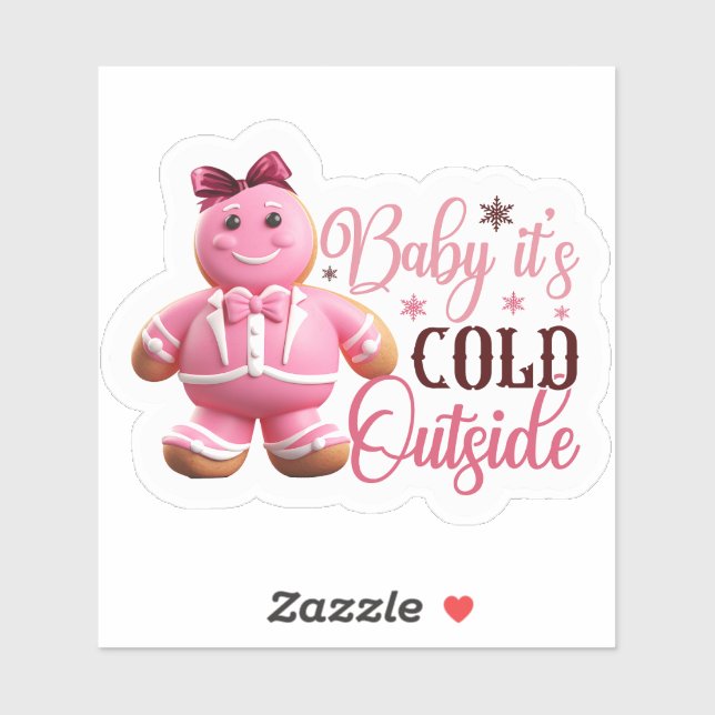 Pegatina Hombre de pan de jengibre rosado festivo se propag (Hoja)