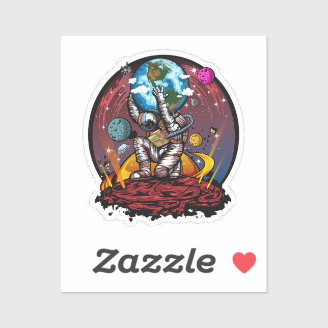 Pegatina Hombre del espacio de Atlas (Hoja)