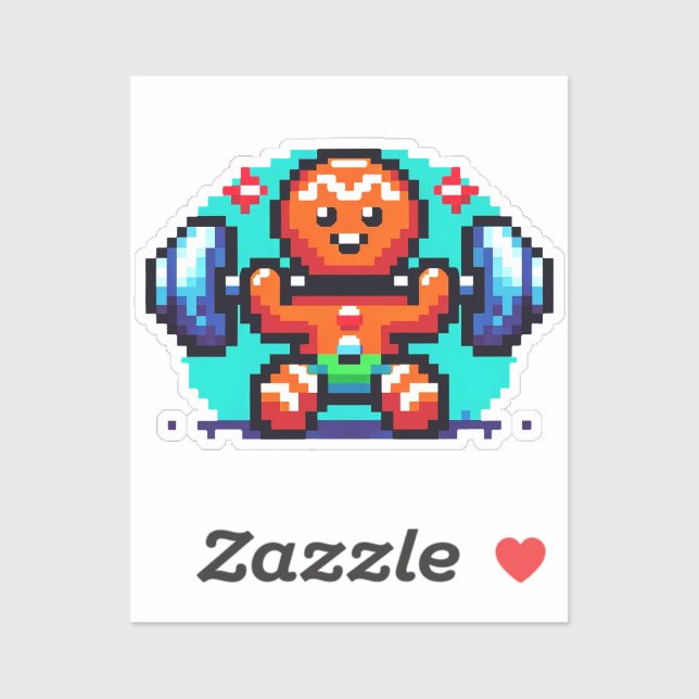 Pegatina Hombre fuerte de pan de jengibre - Gracioso Día de (Hoja)