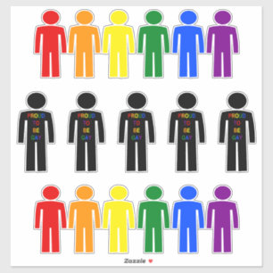 Pegatina Hombre gay LGBTQ Silhouette y hombres arcoiris