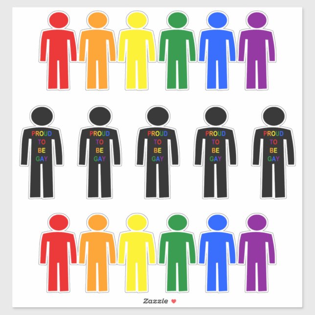 Pegatina Hombre gay LGBTQ Silhouette y hombres arcoiris (Hoja)