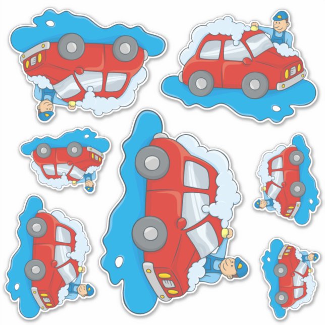 Pegatina Hombre lavando coches (Anverso)