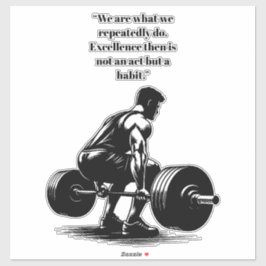 Pegatina hombre levantando pesas ilustracion de arte de con