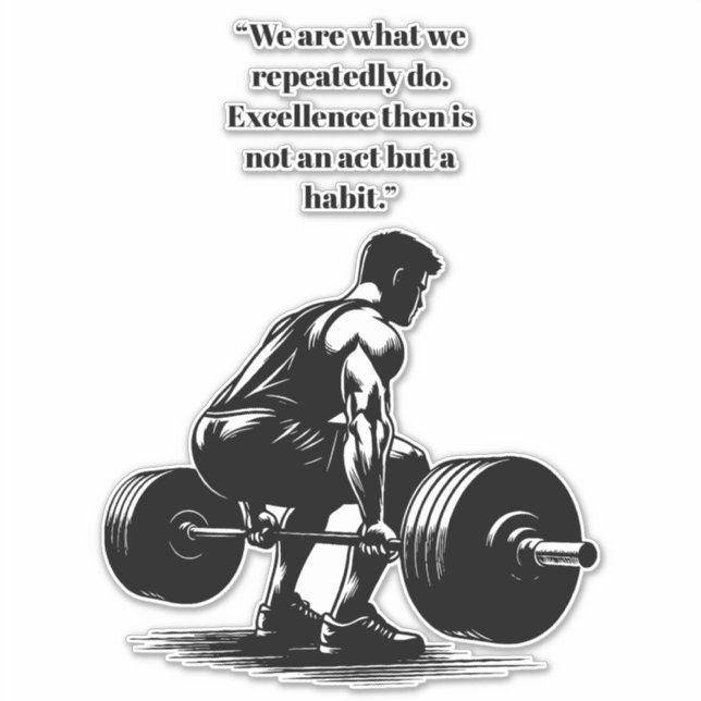 Pegatina hombre levantando pesas ilustracion de arte de con (Anverso)