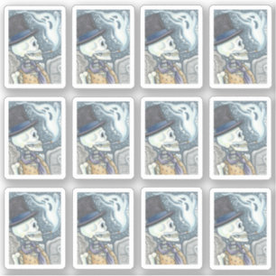 PEGATINA HOMBRE MUERTO SKELETON FUMAR FANTASMA EN CEMETERÍA