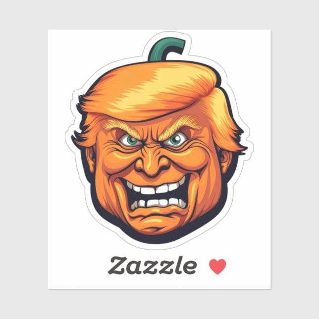 Pegatina Hombre naranja Trump Cabeza de calabaza (Hoja)