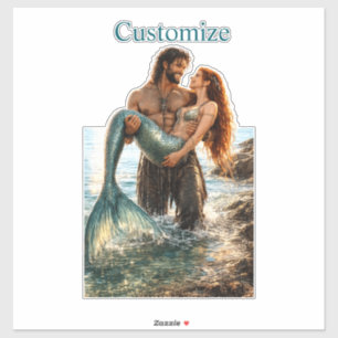 Pegatina Hombre y sirena Thunder_Cove