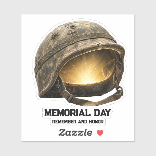 Pegatina Homenaje del Día de los Caídos con casco de soldad (Hoja)