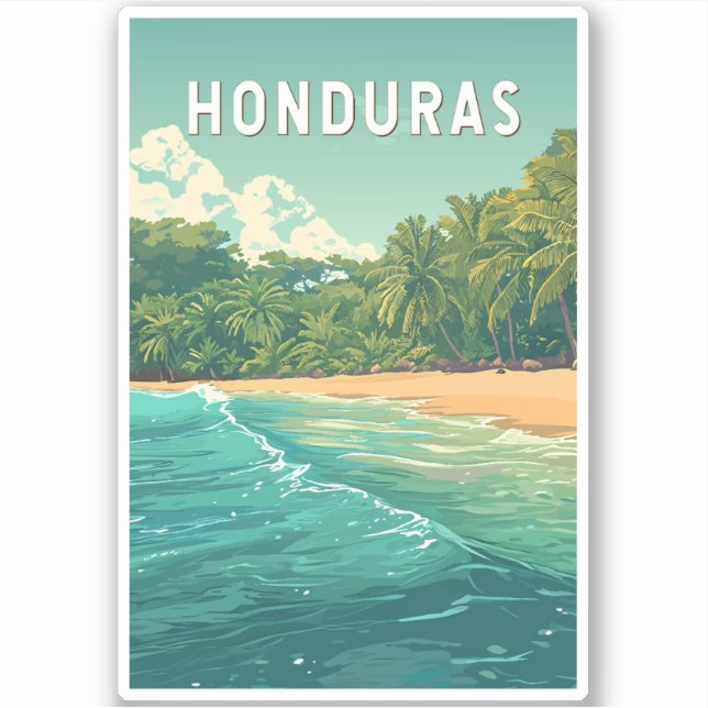 Pegatina Honduras Illustration Travel Art Vintage (Anverso)