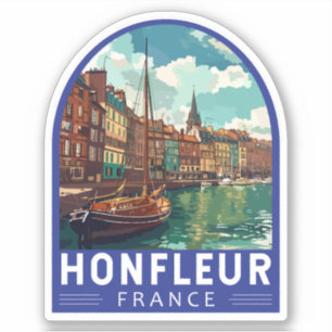 Pegatina Honfleur France Viaje de arte Vintage