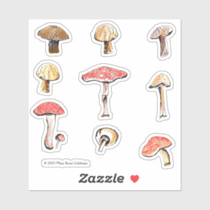 Pegatina Hongos Ilustrados a Mano Bosque Encantado