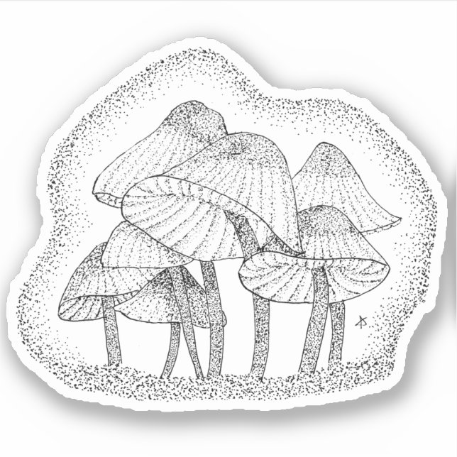 Pegatina hongos rayados diminutos (Anverso)