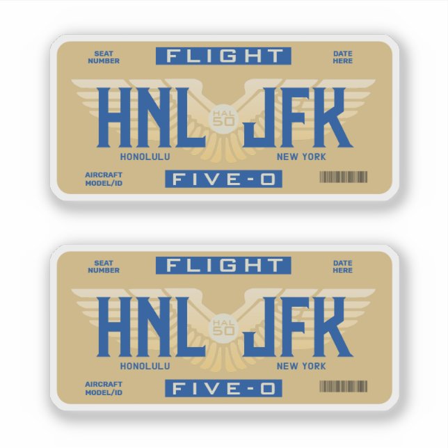Pegatina Honolulu al vuelo 5-0 de Nueva York (Anverso)