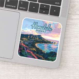 Pegatina Honolulu Hawaii Oahu Waikiki Beach Diamondhead