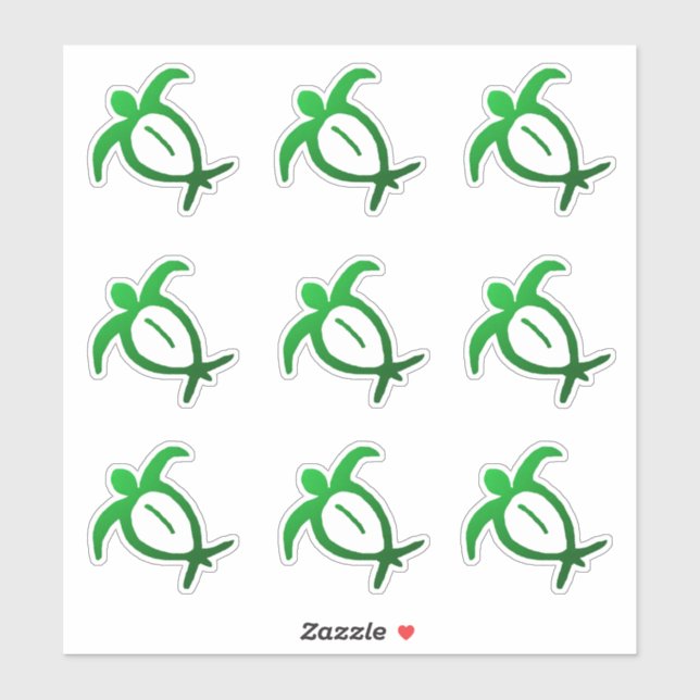 Pegatina Honu Petroglyph hawaiano (hoja) (Hoja)