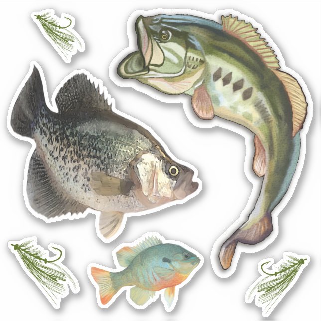 Pegatina Hooks De Gill Azul De Foco De Pesca (Anverso)