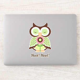 Pegatina ¡Hoot Hoot! Floral de búho adorable de primavera v