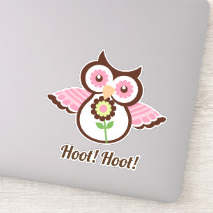 Pegatina ¡Hoot Hoot! Floral de búho de primavera adorable
