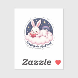 Pegatina Hopping En Un Buen Libro - Conejito Agradable