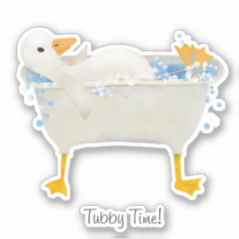 Pegatina ¡Hora de bañera! Pato relajándose en una bañera co